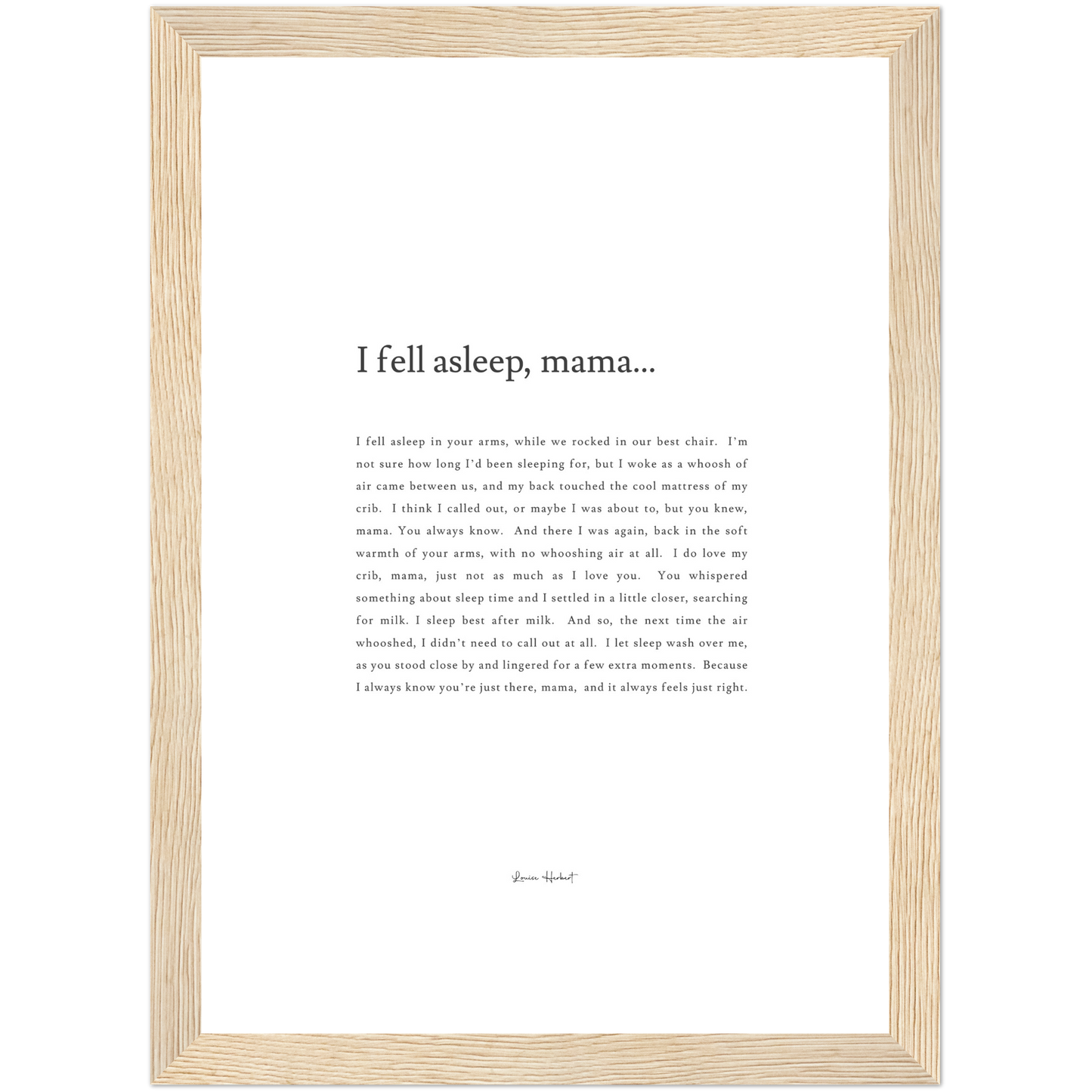 I Fell Asleep, Mama - Framed Print