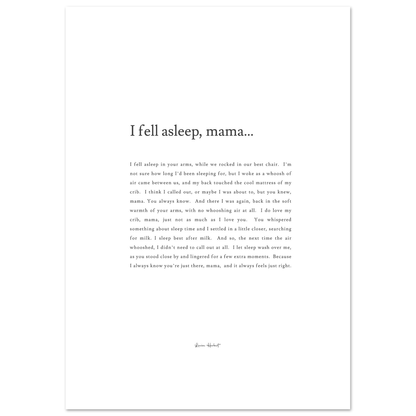 I Fell Asleep, Mama - Print