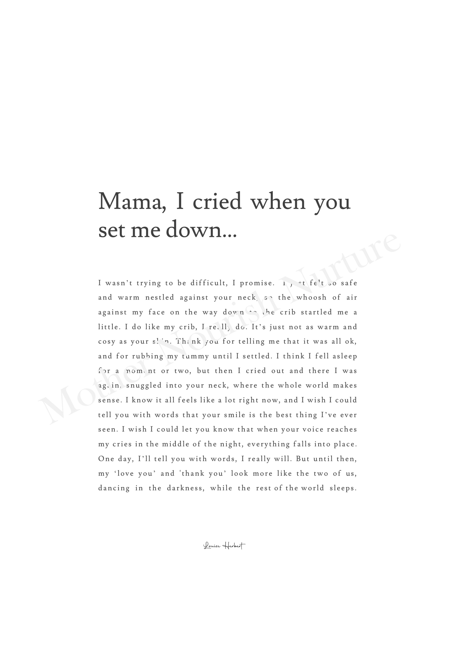 Mama, I Cried When You Set Me Down - Digital PDF